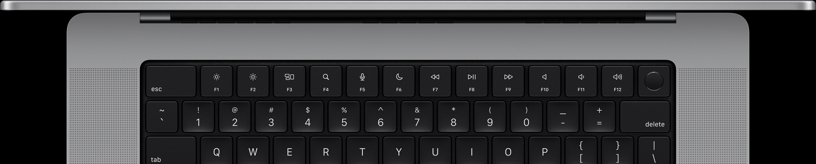 Vue du dessus du clavier d’un Mac.